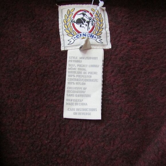 Cinch Men's Full Zip Heavyweight Fleece Sweater Jacket Burgundy - Picture 4 of 4